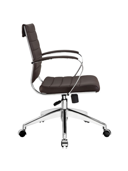 Brown Leather Instant Operator Low Back Office Chair 2