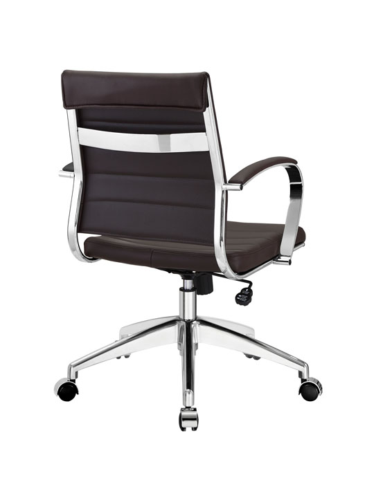 Brown Leather Instant Operator Low Back Office Chair 3