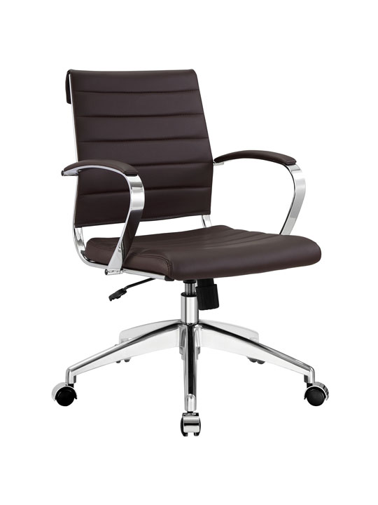 Brown Leather Instant Operator Low Back Office Chair