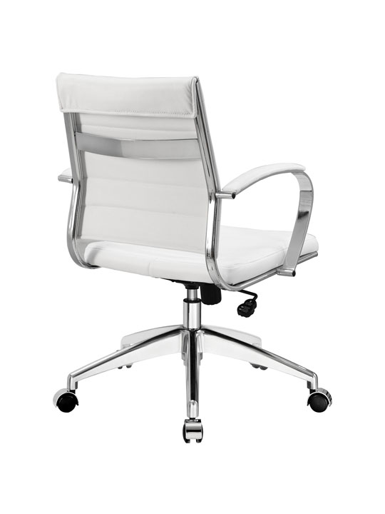 White Leather Instant Operator Low Back Office Chair 3