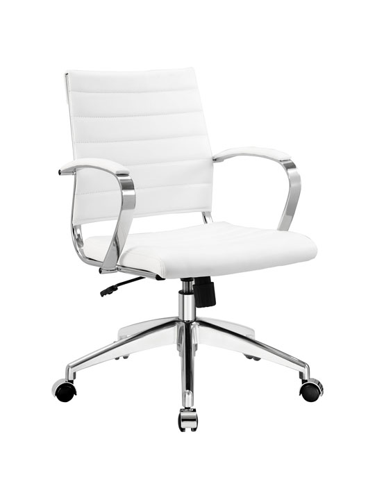 White Leather Instant Operator Low Back Office Chair