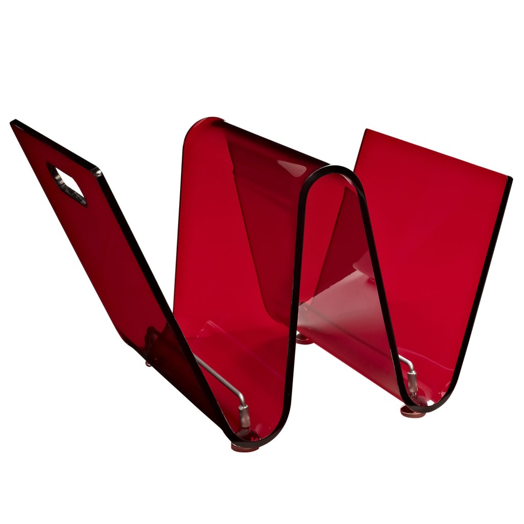 Red Acrylic Wave Magazine Rack