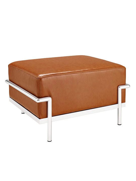 Tan Simple Large Leather Ottoman