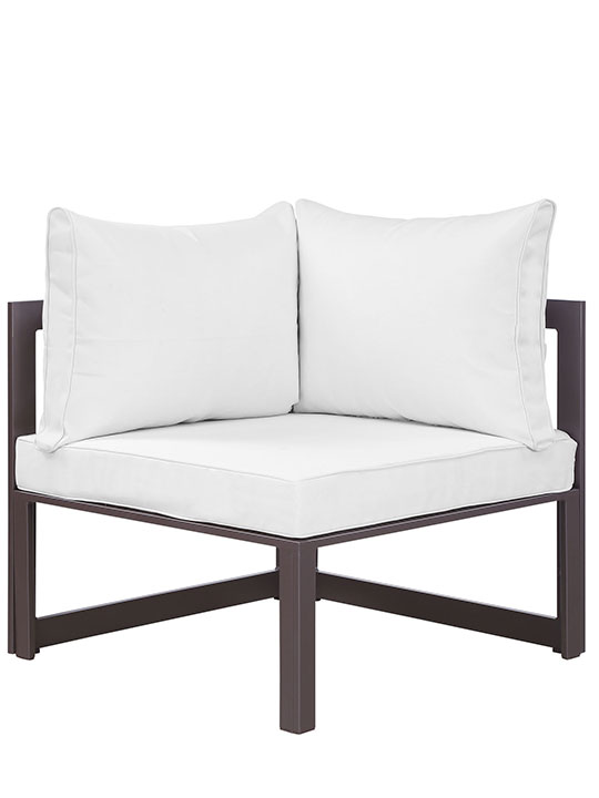 Star Island Outdoor Corner Chair Brown White Cushion 3