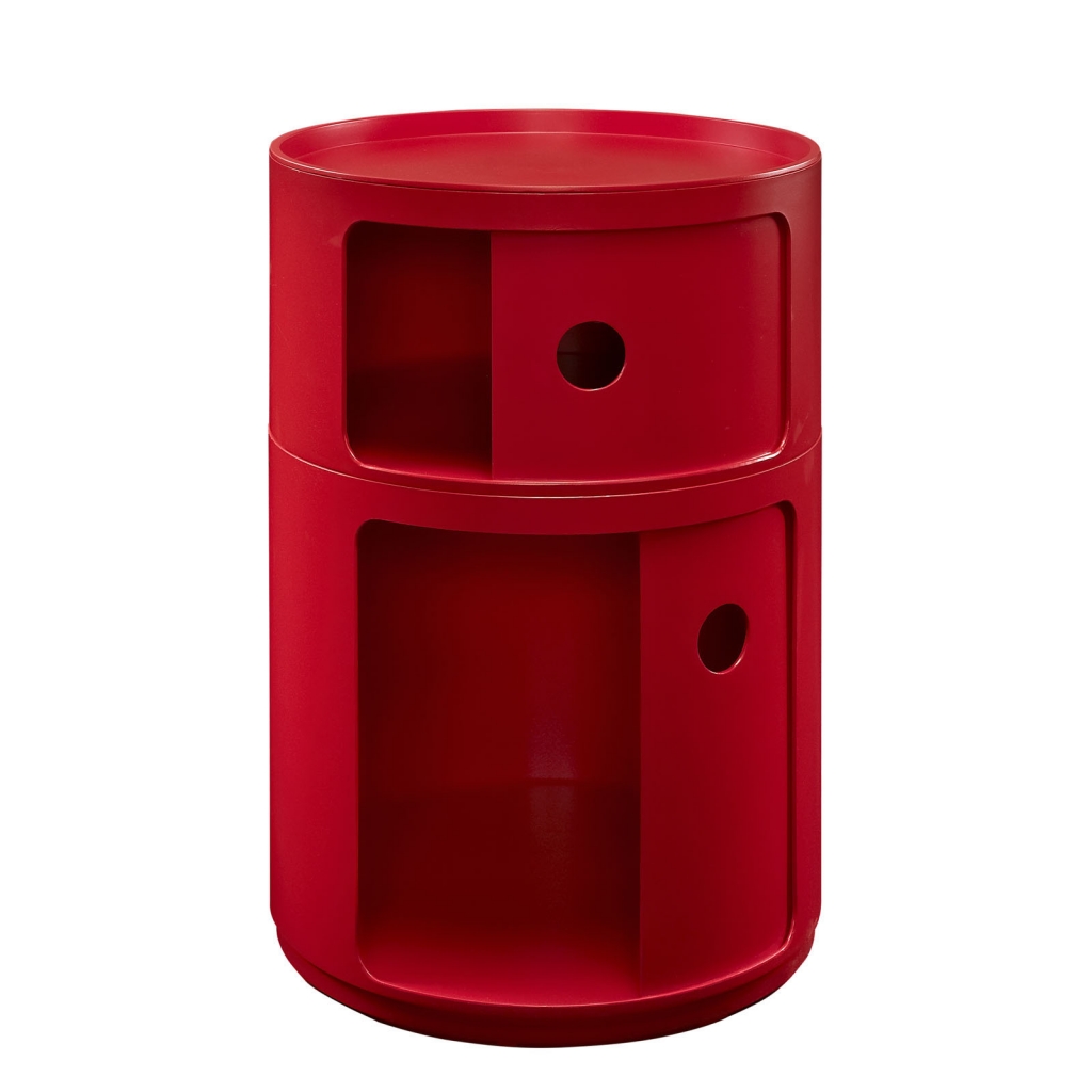 Red Circular 2 Storage Table 2