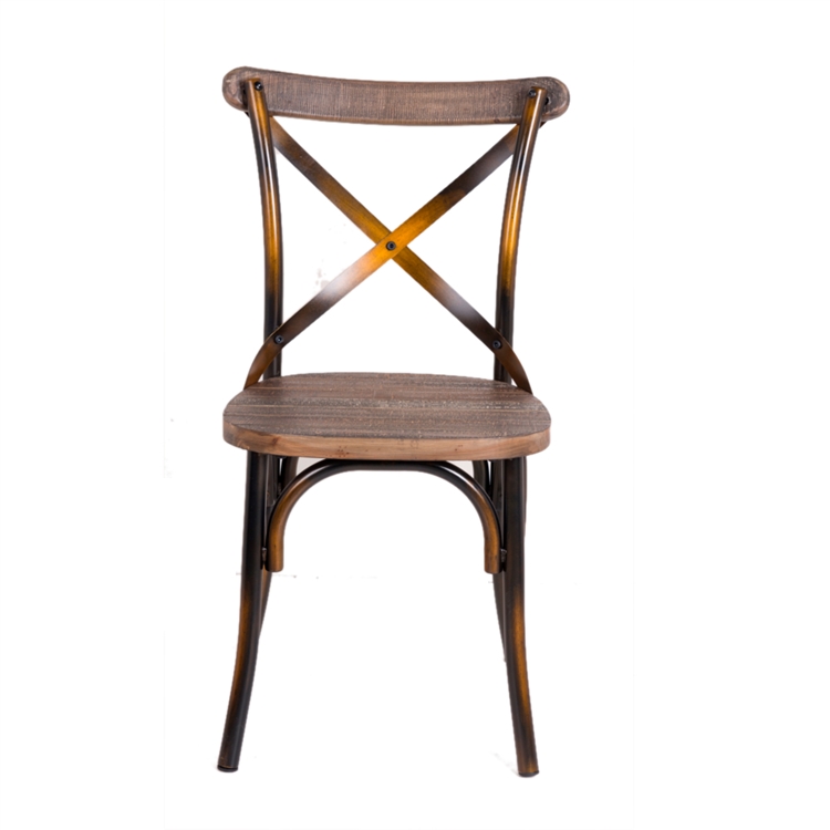 cross back chair copper wood chair