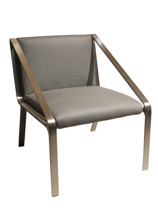 Arton Bronze Gray Leather Accent Chair