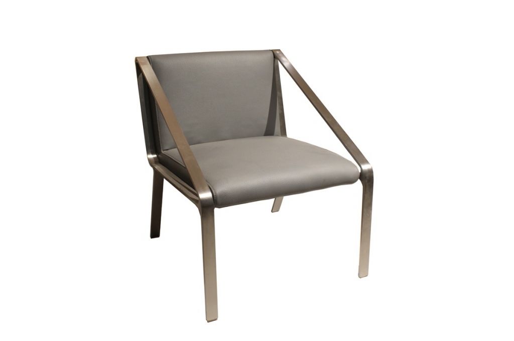Arton Gray Leather Accent Chair