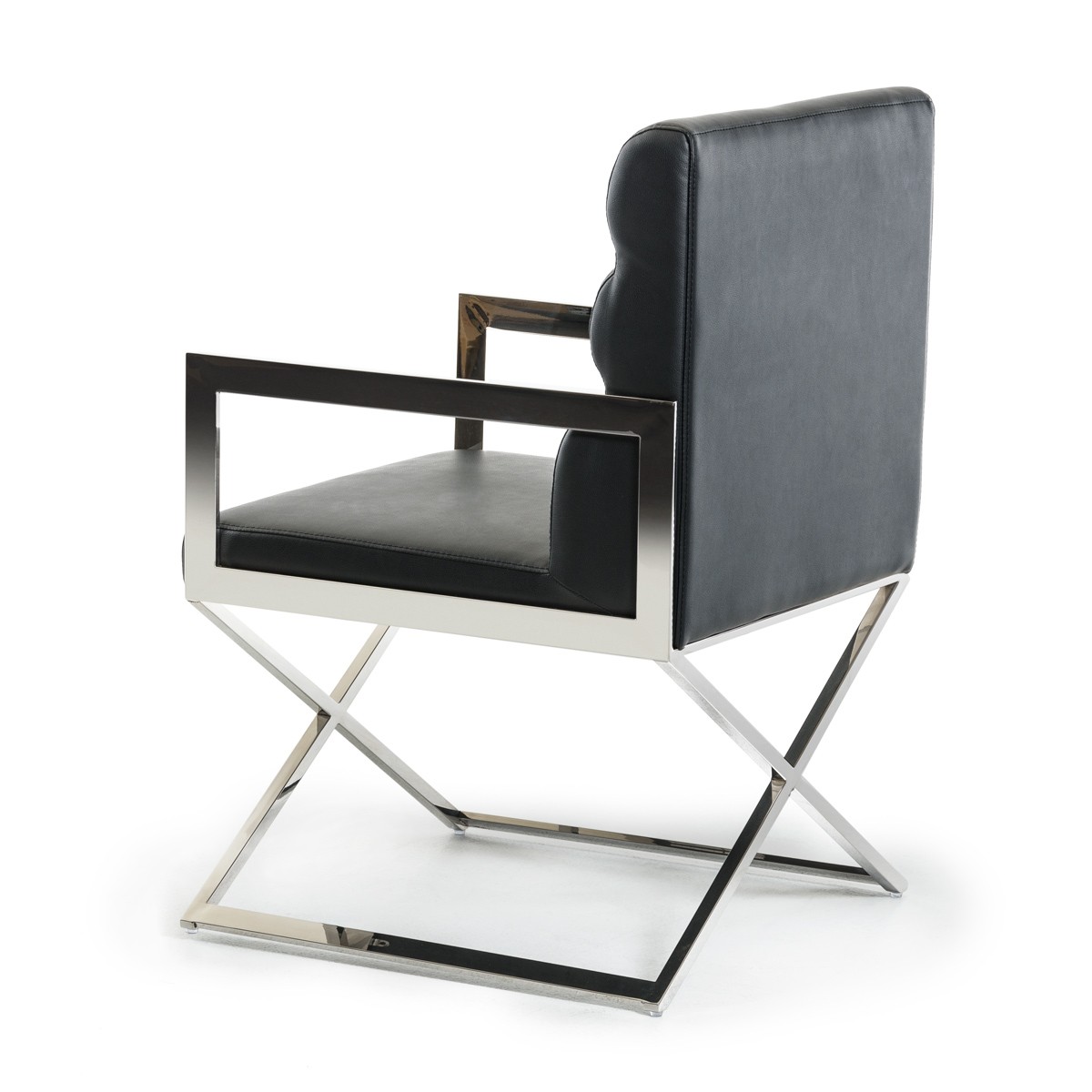 black leather chrome dining chair