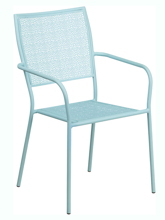 light blue metal chair