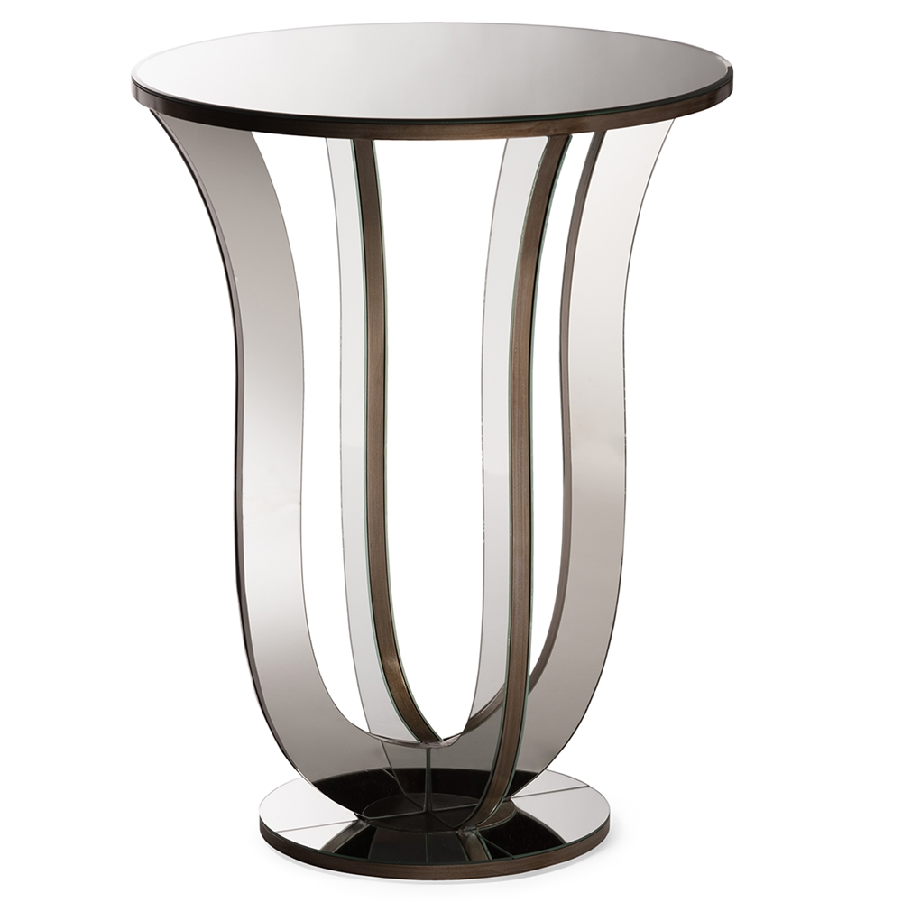 swan mirror end table
