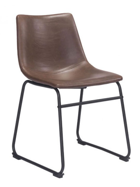 brown leather slope chair