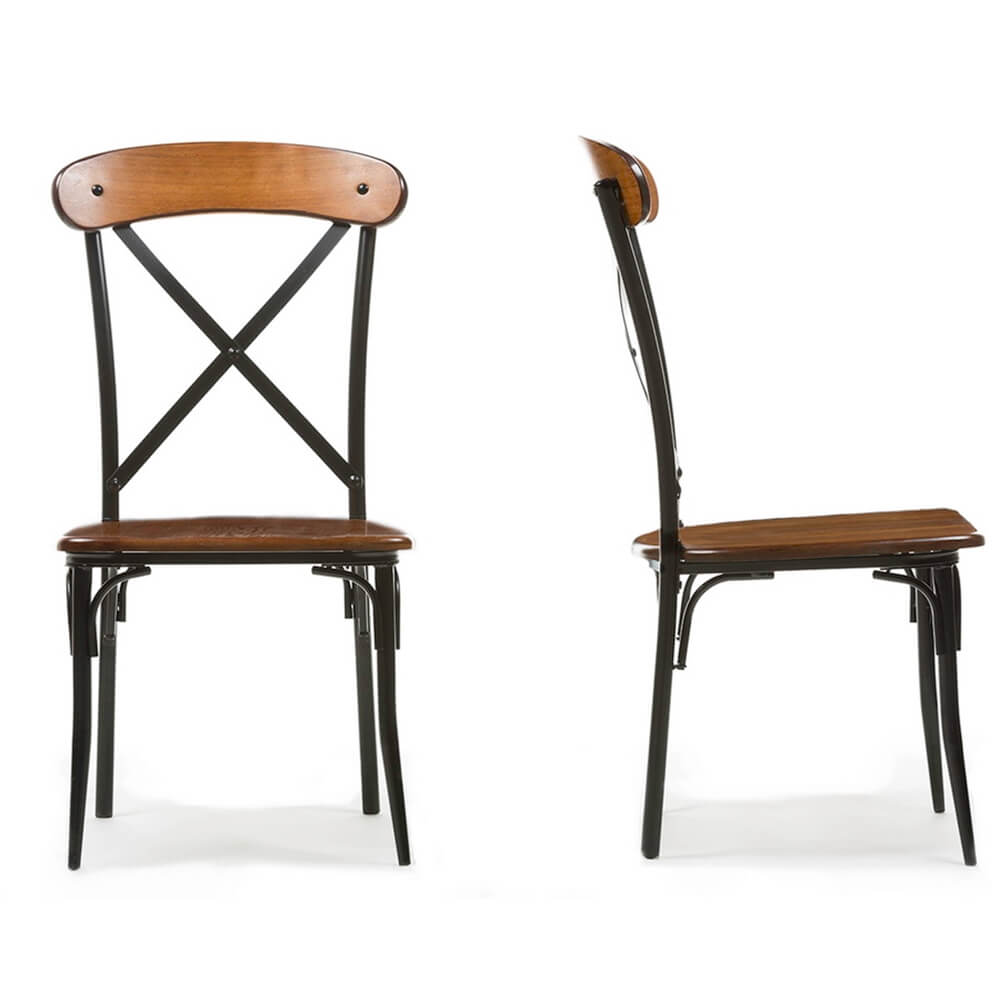 X wood industrial chair set