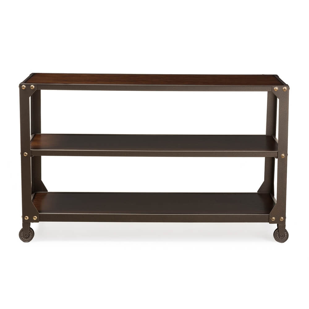 Bronze metal rolling console table 1