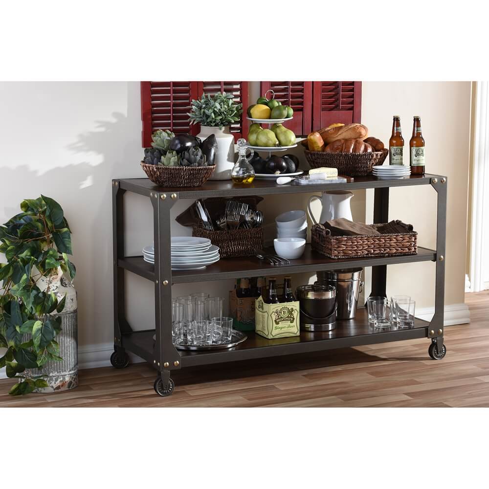 Bronze metal rolling console table 4
