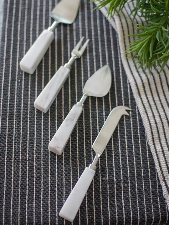 white marble cutlery