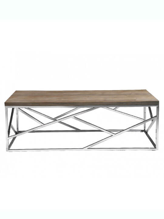 chrome wood coffee table
