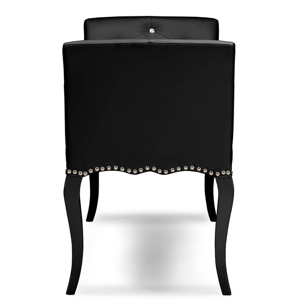 nailhead tufted black leather bench 3