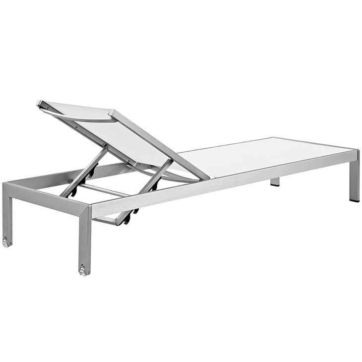 silver white modern outdoor aluminum chaise lounge 