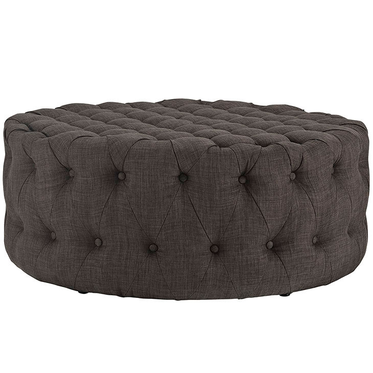 round tufted fabric ottoman brown 2