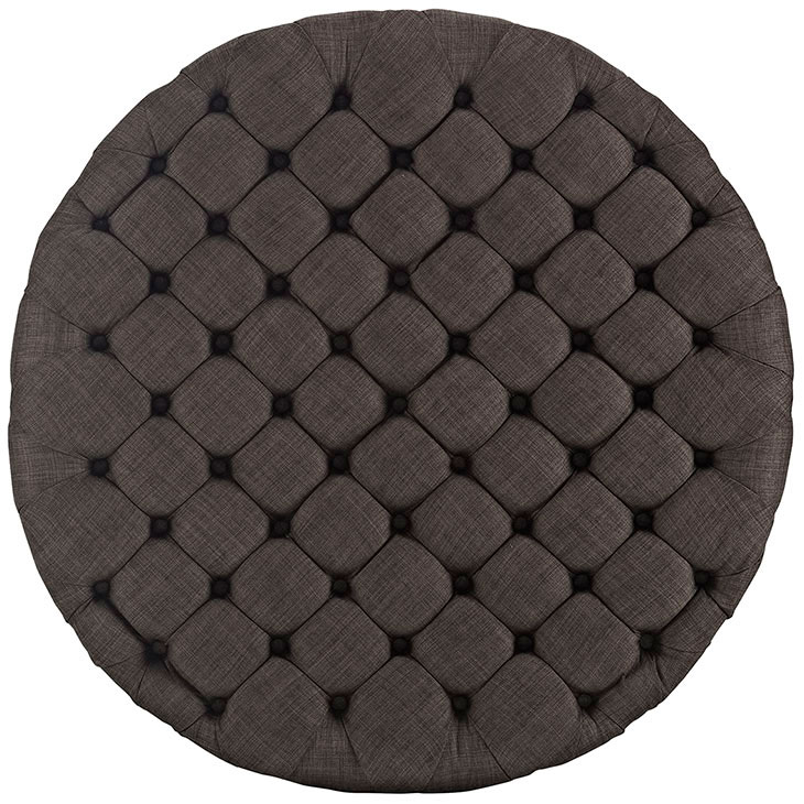 round tufted fabric ottoman brown 3