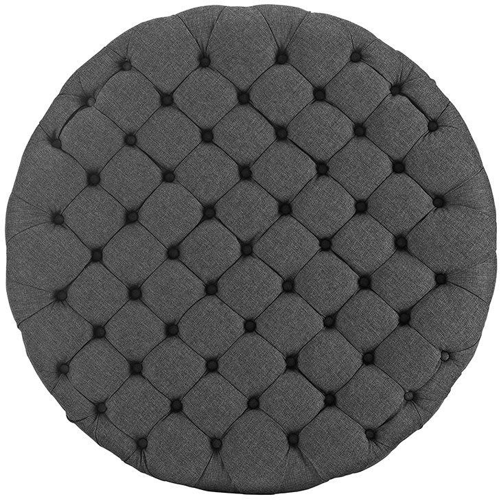 round tufted fabric ottoman dark gray 3