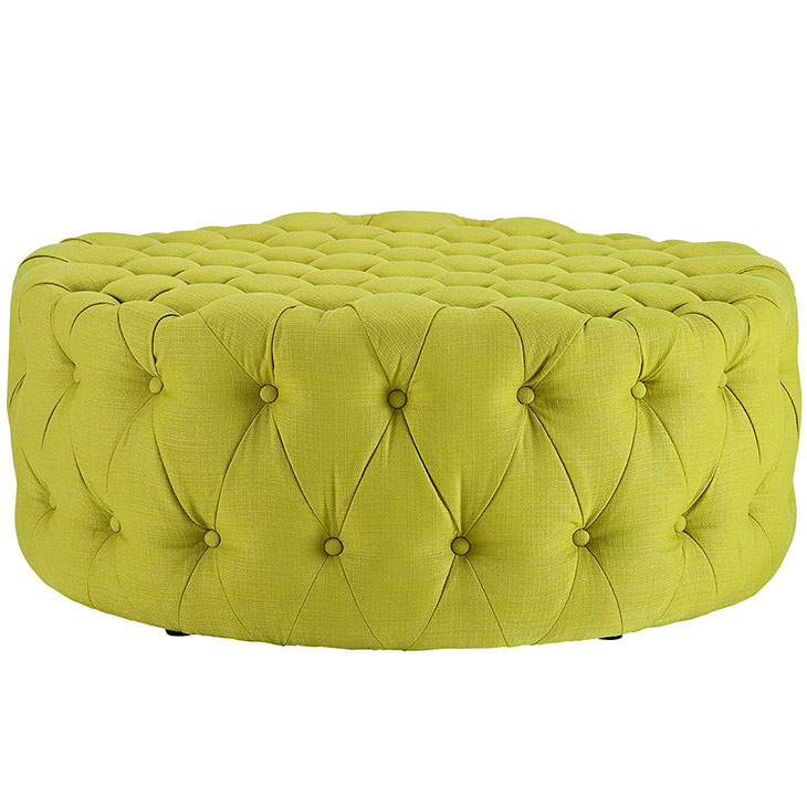 round tufted fabric ottoman lime green 2