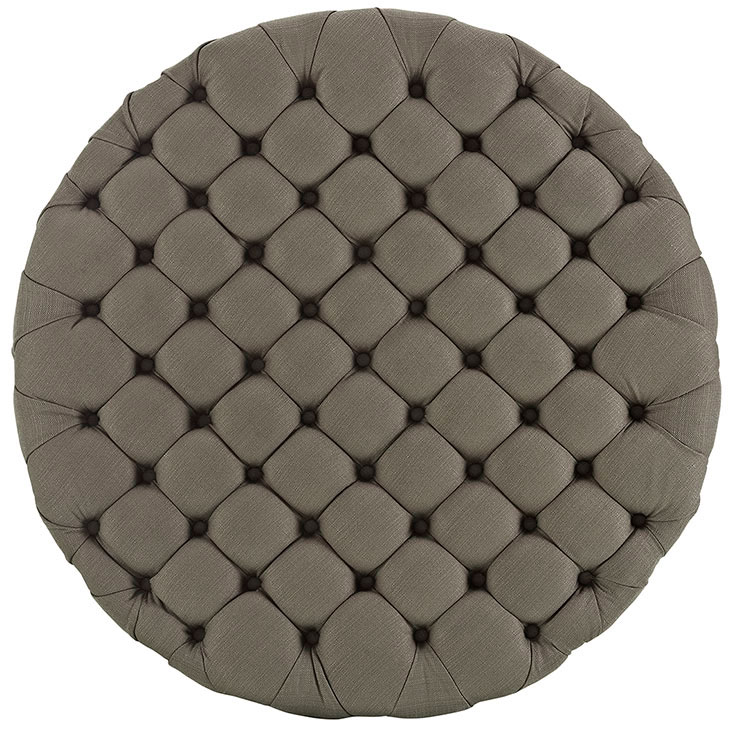 round tufted fabric ottoman taupe 3