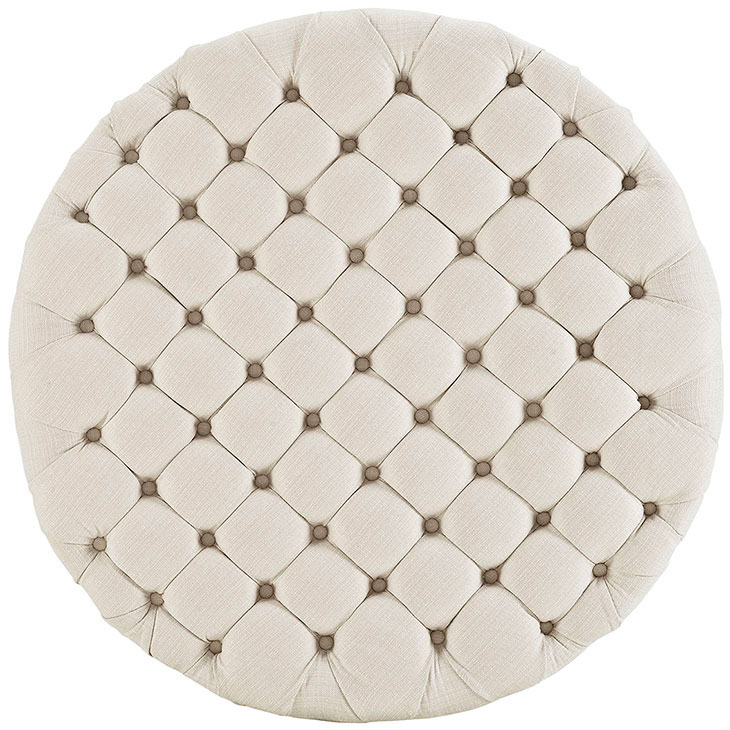 round tufted fabric ottoman white 3