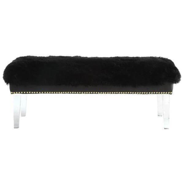 sheepskin puff bench black 2
