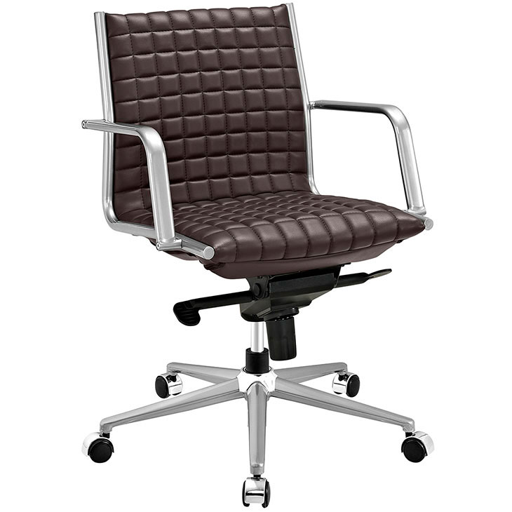 stock mid back office chair brown 1