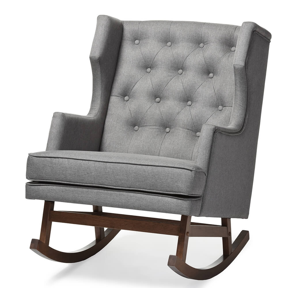 tufted wingback rocking chair gray 2