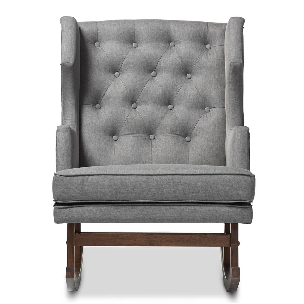 tufted wingback rocking chair gray