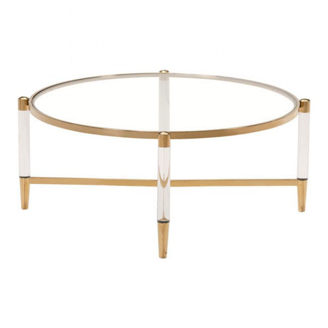 Clear Acrylic Gold Round Coffee Table | Modern Furniture • Brickell ...
