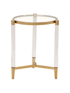 Clear Acrylic Gold Side Table | Modern Furniture • Brickell Collection