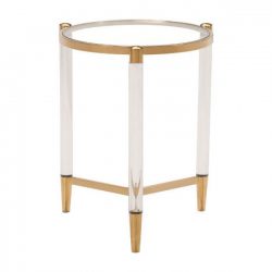 Clear Acrylic Gold Side Table | Modern Furniture • Brickell Collection