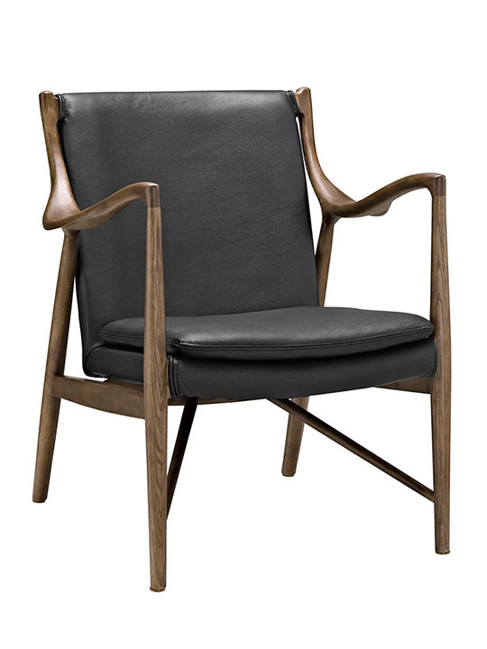 Horn-Wood-Leather-Armchair-black