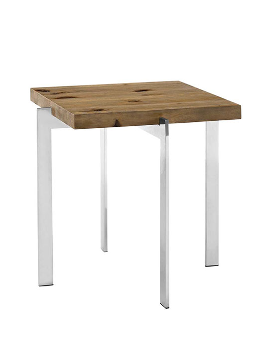 Vail Natural Wood Chrome Side Table
