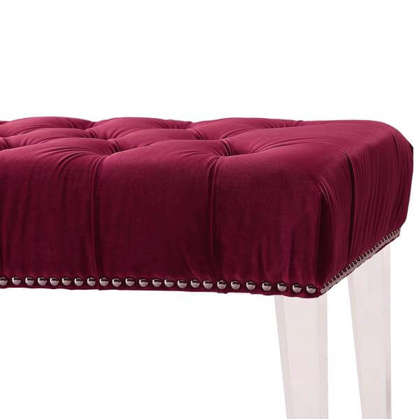 red tufted bench